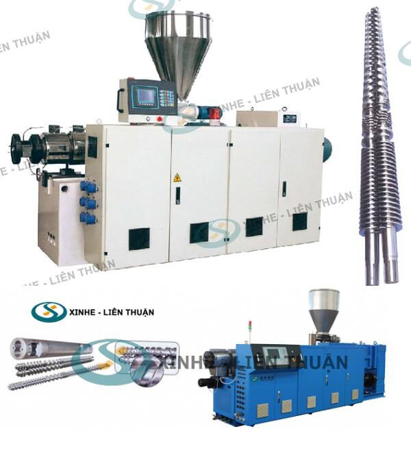 Máy đùn nhựa côn 2 trục vít và máy đùn nhựa trục vít đôi song song khác chiều