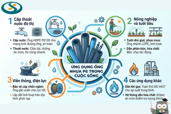 Ứng dụng thực tế của ống nhựa PE trong cấp nước, tưới tiêu và luồn cáp viễn thông