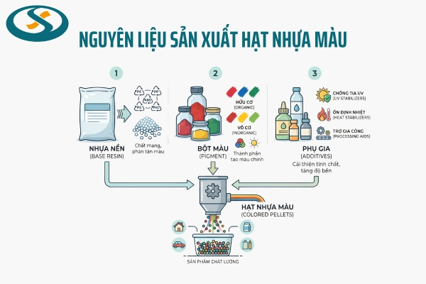 Các nguyên liệu chính sử dụng trong quy trình sản xuất hạt nhựa màu