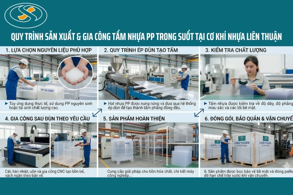 Quy trình sản xuất và gia công tấm nhựa PP trong suốt tại Cơ Khí Nhựa Liên Thuận