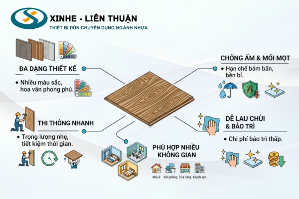 Không gian nội thất sử dụng tấm nhựa ốp tường nhờ tính thẩm mỹ cao và dễ thi công